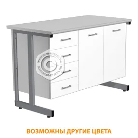 стол-тумба сл-212/2.4 «премиум» (корпус металл белый, столешница постформинг серый, каркас серый)