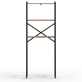 стеллаж для ванной комнаты gutta 1800х690х250 (3 полки) каркас чёрный, настил эвок