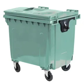 мусорный контейнер полимерный 1100 л. (r), на колёсах, в сборе, арт. mgbe-1100 r зелёный