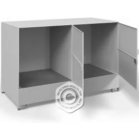 шкаф для 2-х еврокубов дкб-2700, решетчатый настил, сточный поддон