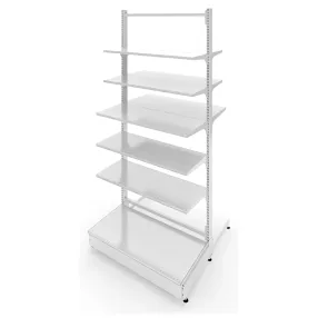 стеллаж торговый бонетный островной с комбинированной базой без стенок 25 серия