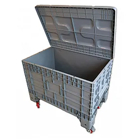 контейнер пластиковый 1020х640х810 мм серый на колесах, без крышки
