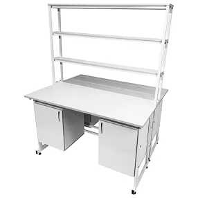 стол лабораторный островной с надстройкой сло 22.022 (белый)