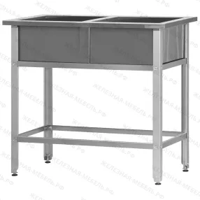 ванна моечная вмсн 630/2 «norma ral», 2 м/о 530х530х350 (полка с отв., борт; ножка угл.)