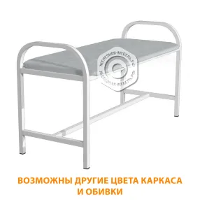 банкетка двухместная бу-2х (кожзам эконом светло-серый, каркас белый)