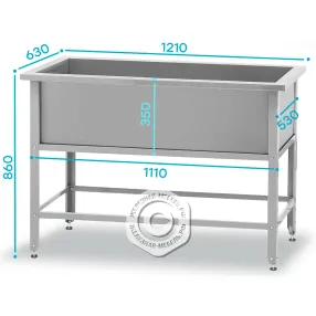 ванна моечная вмсн 1210 (1210х630х860) «norma zn», 1 м/о 1110х530х350 (ножка угл.)