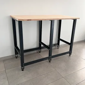 верстак standart с деревянной столешницей и траверсами для хранения колёс