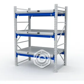 стеллаж с выкатными платформами s-heavy 1000/1300 (3 яруса хранения)