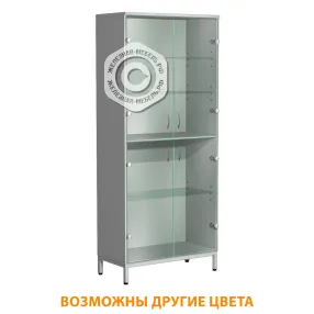 шкаф для лабораторной посуды шлп-2 (корпус лдсп серый, каркас серый)