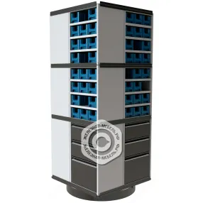 комбинированный поворотный шкаф-кассетница для метизов и комплектующих (1770x704x724)