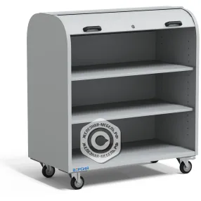 шкаф металлический роллетный шрл-1100 (2 полки) на колёсах