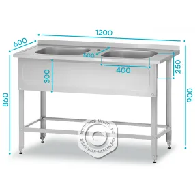 ванна вмцн 860х1200х600 «norma zn», 2 м/о 500, борт, отв. смесит, экран (ножка угловая)