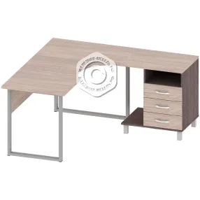 стол угловой правый с тумбой на металлическом каркасе оф-ст-199-1