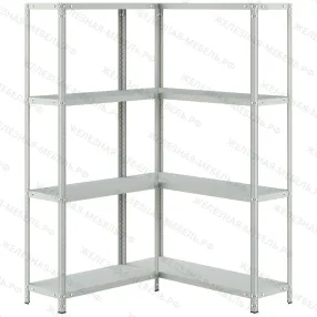 стеллаж угловой ms strong 1600х1000х1000 (4 уровня глубиной 300 мм)