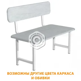 банкетка двухместная бм-2х (кожзам эконом светло-серый, каркас белый)