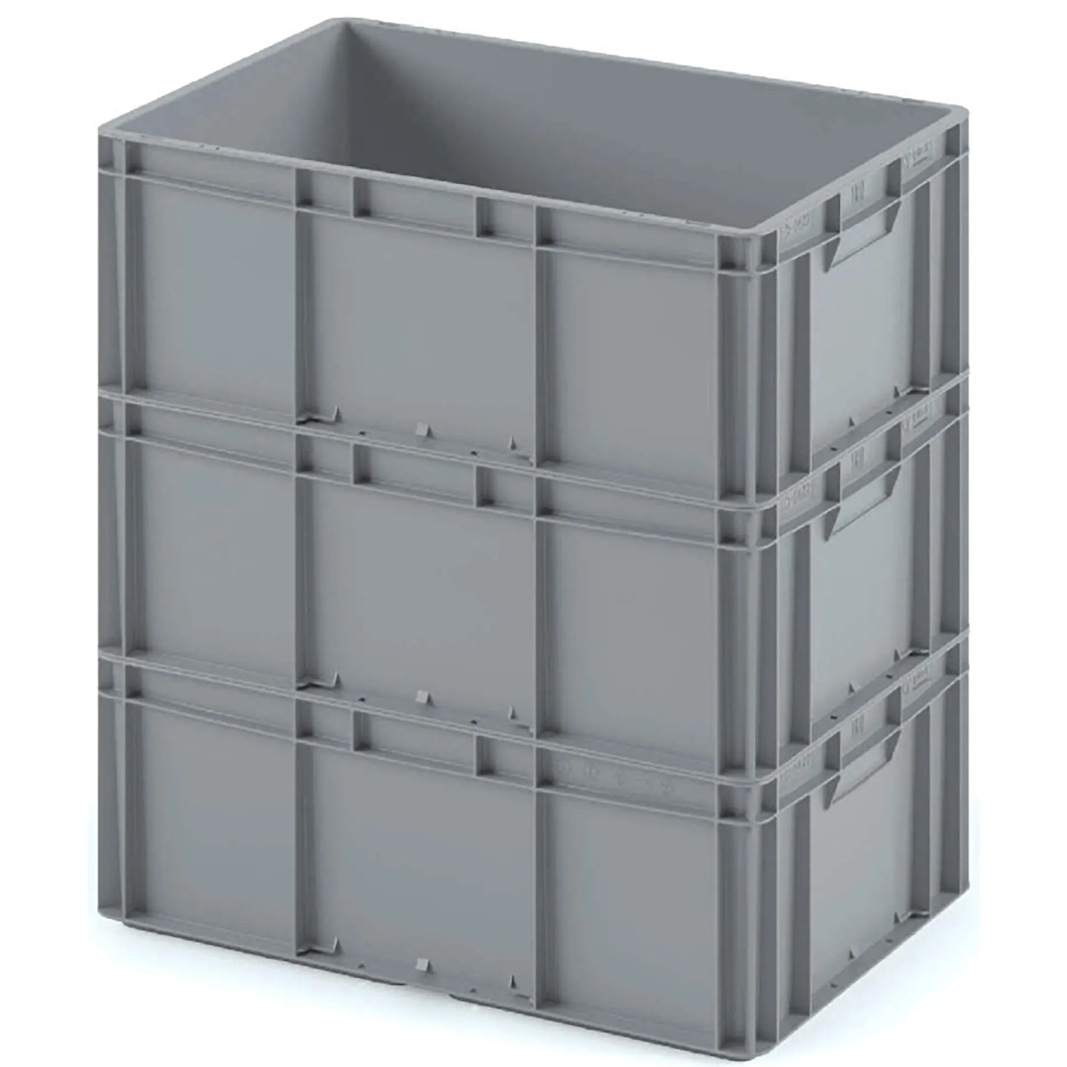 Пластиковый ящик 600х400х420 (ЕС-6442) с усиленным дном, без крышки (Чёрный)